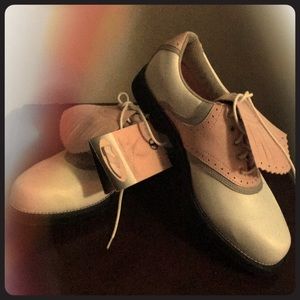 Pink & white golf shoes